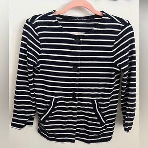 JCrew Black and White Striped Cardigan